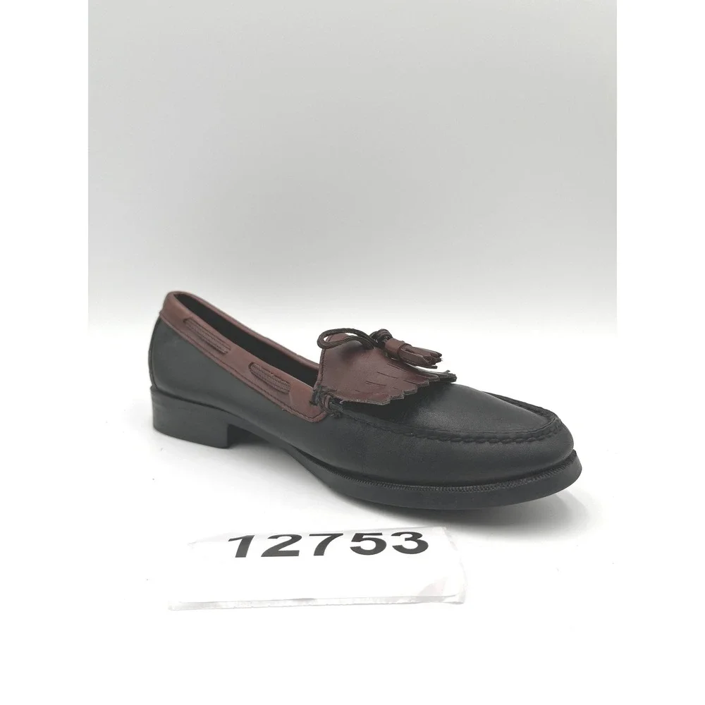 Sebago Handsewn Tassel Loafers Mens 11M Black Brown Leather Block Heels Shoes